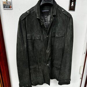 JOHN VARVATOS Oxide Grey Goat Suede Officer's Jacket (sz. 50) MSRP $2298